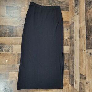 St. John Evening Black Santana Knit Maxi Skirt Side Slit Size 12 Made in USA‎